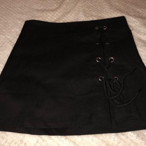 Black lace up skirt